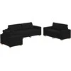 Sofa 3 pcs Juoda 221 x 80 x 80 cm Lino mišinio audinys