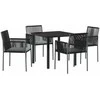 Lauko baldų komplektas Sodo valgomojo komplektas 5 pcs Juoda PE ratanas