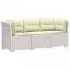 3-vietė sodo sofa su pagalvėlėmis, Rattan išvaizda PP Balta