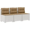 3-vietė sodo sofa su pagalvėlėmis, Rattan išvaizda PP Balta