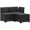 3-vietė sodo sofa su pagalvėlėmis, Rattan išvaizda PP Antracito