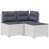 3-vietė sodo sofa su pagalvėlėmis, Rattan išvaizda PP Balta