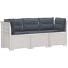 3-vietė sodo sofa su pagalvėlėmis, Rattan išvaizda PP Balta