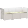 3-vietė sodo sofa su pagalvėlėmis, Rattan išvaizda PP Balta