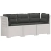 3-vietė sodo sofa su pagalvėlėmis, Rattan išvaizda PP Balta