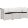 3-vietė sodo sofa su pagalvėlėmis, Rattan išvaizda PP Balta
