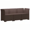 3-Vietis Sodo Sofa Ratanų Išvaizda PP Ruda