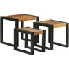 Suklijuotas stalas 3 pcs Kietos akacijos medienos ir metalo