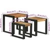 Suklijuotas stalas 3 vnt. Ruda ir juoda 50 x 40 x 45 cm