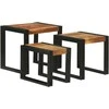 Suklijuotas stalas 3 pcs Kietos akacijos medienos ir metalo