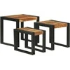 Suklijuotas stalas 3 pcs Kietos akacijos medienos ir metalo