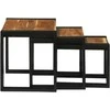 Suklijuotas stalas 3 pcs Kietos akacijos medienos ir metalo