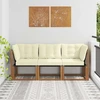 3 vnt. Lauko vidurinė ir kampinė sofa Natūrali