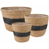 Plant Pot 3 vnt. Natūrali ir juoda Ø26 x 19 cm 100% Jūros žolė
