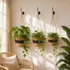 Hanging Plant Pot 3 vnt. Natūrali ir juoda Ø26 x 19 cm
