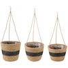 Hanging Plant Pot 3 vnt. Natūrali ir juoda Ø26 x 19 cm