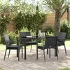 Lauko baldų komplektas Sodo valgomojo komplektas 5 pcs Juoda ir pilka PE ratanas