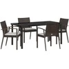 Lauko baldų komplektas Sodo valgomojo komplektas 5 pcs Ruda ir juoda PE ratanas