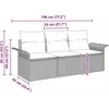 Sofos komplektas su pagalve 3 pcs Juoda poliratanas