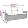 Sofos komplektas su pagalve 3 pcs Juoda poliratanas
