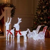 3D kalėdinis elnias su rogėmis LOVIISA 3 vnt. 160 LED