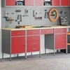 Darbo spinta 4 pcs Raudona Inžinerinė mediena ir plienas
