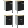 Darbo spinta su stalčių 4 pcs Juoda ir pilka 200 x 55 x 85 cm