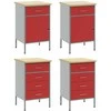 Darbo spinta 4 vnt. Raudona ir pilka 200 x 55 x 85 cm