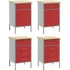 Darbo spinta su stalčių 4 pcs Raudona ir pilka 200 x 55 x 85 cm