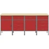 Darbo spinta 4 vnt. Raudona ir pilka 200 x 55 x 85 cm