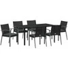 Lauko baldų komplektas Sodo valgomojo komplektas 7 pcs Juoda ir pilka PE ratanas