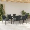 Lauko baldų komplektas Sodo valgomojo komplektas 7 pcs Juoda ir pilka PE ratanas