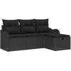 Lauko baldų komplektas Sodo Sofų Rinkinys su pagalve 4 pcs Juoda Poli ratanas