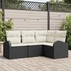 Lauko baldų komplektas Sodo Sofų Rinkinys 4 pcs Juoda poliratanas
