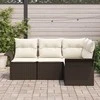 Lauko baldų komplektas Sodo Sofų Rinkinys su saugykla 4 pcs Ruda poliratanas
