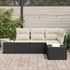 Lauko baldų komplektas Sodo Sofų Rinkinys 4 pcs Juoda poliratanas