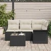 Lauko baldų komplektas Sodo Sofų Rinkinys su pagalve 5 pcs Juoda poliratanas