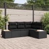 Sodo Sofų Rinkinys su pagalve 4 pcs Juoda Poliratanas