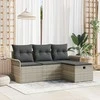 Sodo Sofų Rinkinys su pagalve su saugykla 4 pcs Poli ratanas