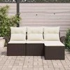Sodo Sofų Rinkinys su pagalve 4 pcs Ruda Poli ratanas