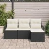Lauko baldų komplektas Sofos komplektas su pagalve 4 pcs Juoda poliratanas