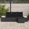 Sodo Sofų Rinkinys su pagalve su saugykla 4 pcs Juoda