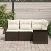 Lauko baldų komplektas Sodo Sofų Rinkinys su pagalve 4 pcs Ruda poliratanas