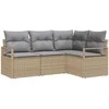 Lauko baldų komplektas Sofos komplektas 4 pcs Smėlio poliratanas