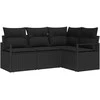 Lauko baldų komplektas Sofos komplektas 4 pcs Juoda poliratanas