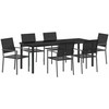 Sodo valgomojo komplektas 7 pcs Juoda PE ratanas