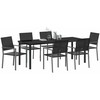 Sodo valgomojo komplektas 7 pcs Juoda PE ratanas