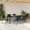 Sodo valgomojo komplektas 7 pcs Juoda PE ratanas