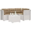 4 Vietų Sodo Sofa su Pagalvėlėmis Ratanų Imitacija PP Balta