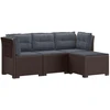 4 Vietų Sodo Sofa su Pagalvėlėmis Ratanų Imitacija PP Ruda